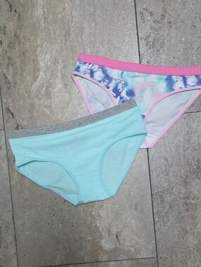 Girls' Cotton Bikini Briefs - Mint & Tie-Dye Pink